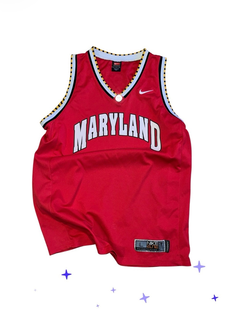 RARE vintage Nike Team red embroidered Maryland basketball jersey